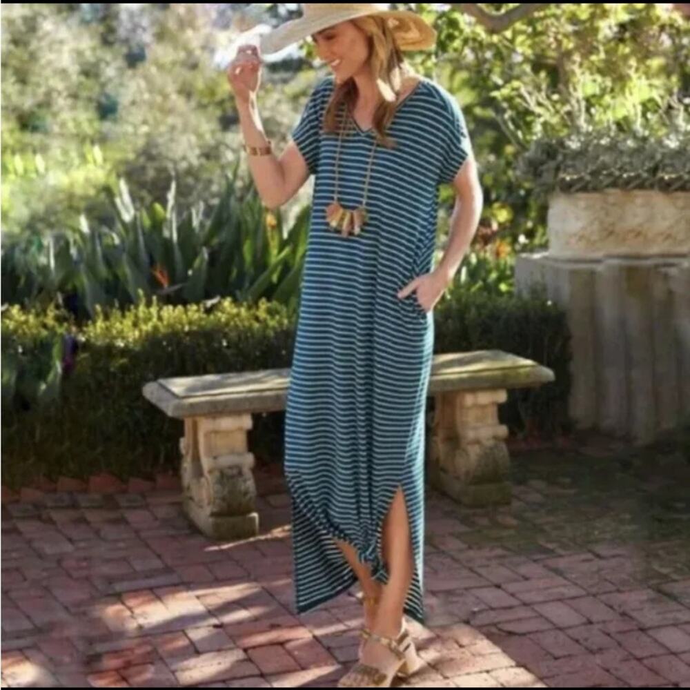 Matilda Jane Blue Stripe Set Sail Maxi Dress Sz.M